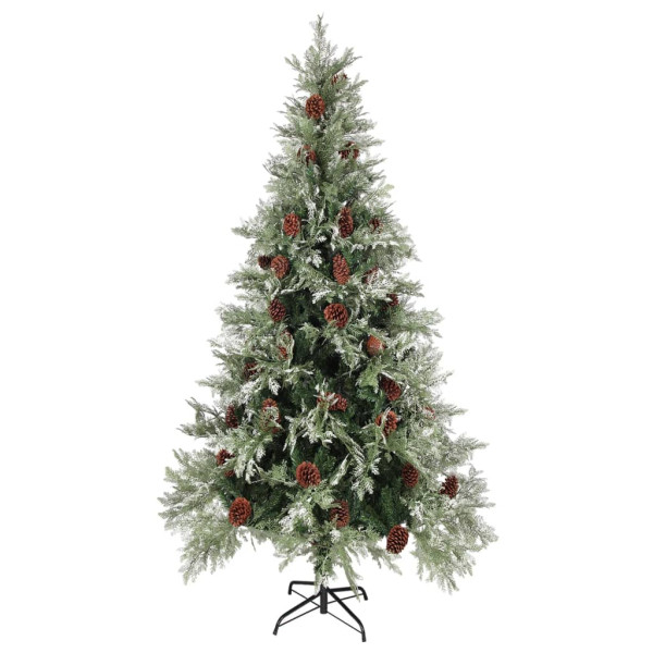 Árvore de Natal com pinhas 225 cm PVC e PE verde e branco M 2