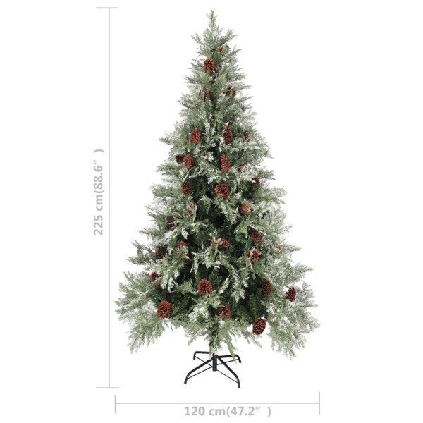 Árvore de Natal com pinhas 225 cm PVC e PE verde e branco M 5