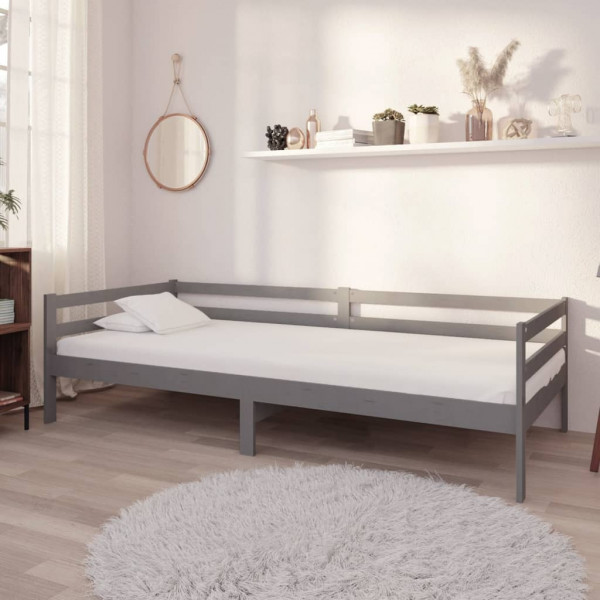 Sofá cama de madera maciza de pino gris 90x200 cm D