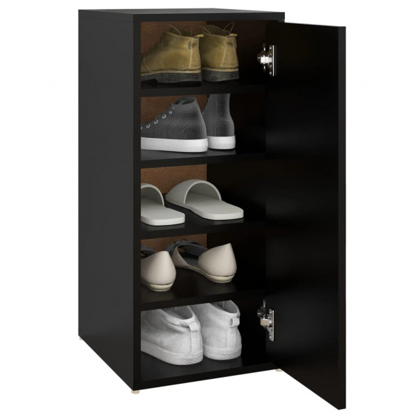 Mueble zapatero de madera contrachapada negro 32x35x70 cm M 5