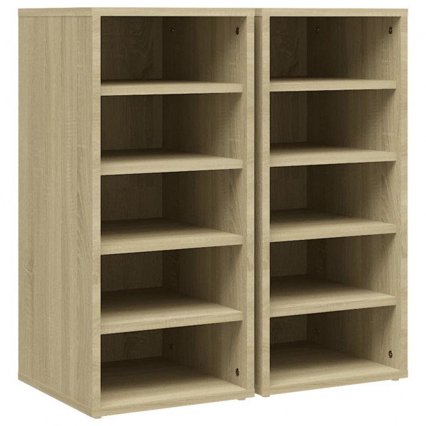 Muebles zapateros 2 uds contrachapado roble Sonoma 31.5x35x70cm M 2