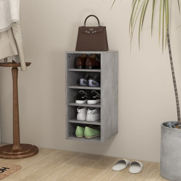 Mueble zapatero madera contrachapada gris hormigón 31.5x35x70cm D