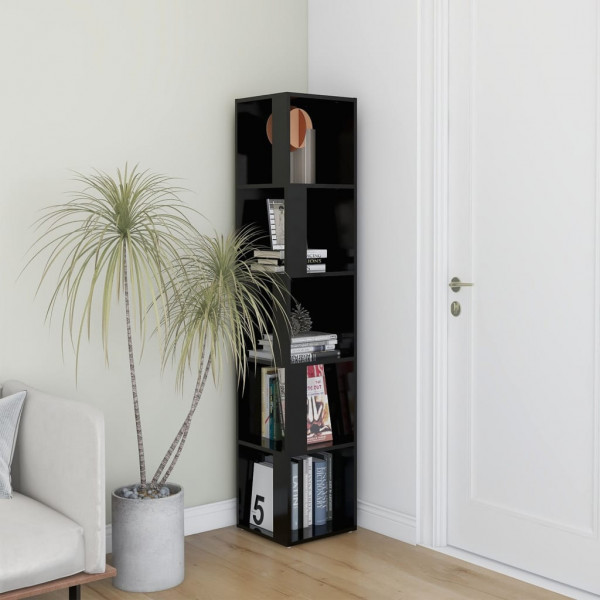 Mueble de esquina madera contrachapada negro 33x33x164.5 cm D