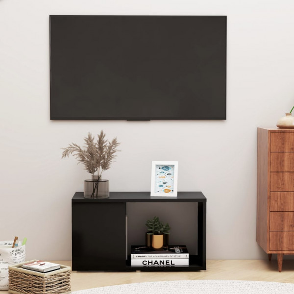 Mueble de TV madera contrachapada negro 60x24x32 cm D