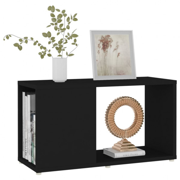 Mueble de TV madera contrachapada negro 60x24x32 cm M 4