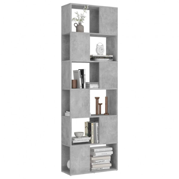 Librería separador contrachapada gris hormigón 60x24x186 cm M 4