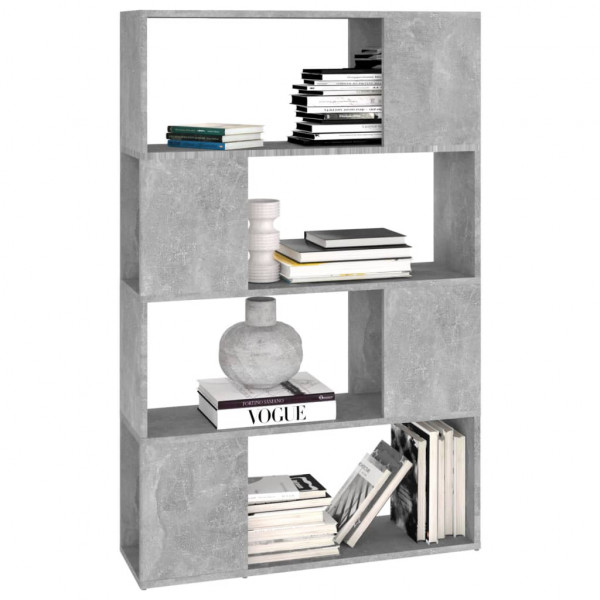 Librería separador contrachapada gris hormigón 80x24x124.5 cm M 4