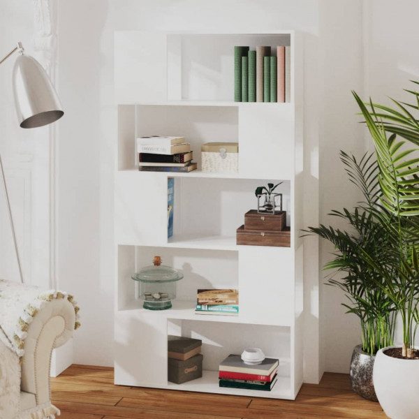 Librería separador madera contrachapada blanco 80x24x155 cm M 4