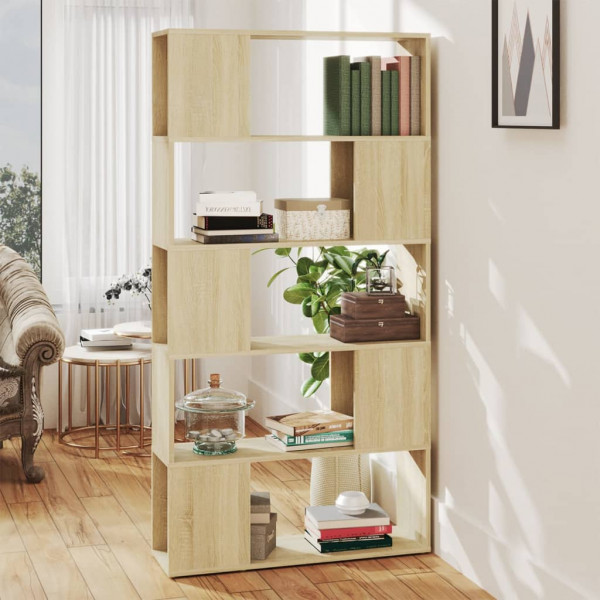 Librería separador contrachapada roble Sonoma 80x24x155 cm D