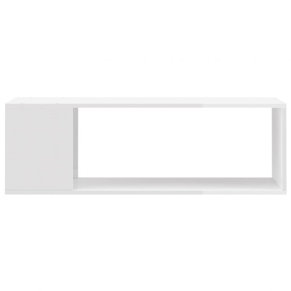Mueble para TV madera contrachapada blanco brillo 100x24x32 cm M 4