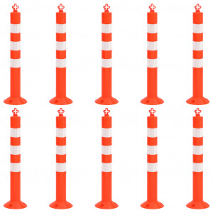 Postes amarração p/ controlo trânsito + corrente 10 pcs PE 75cm H