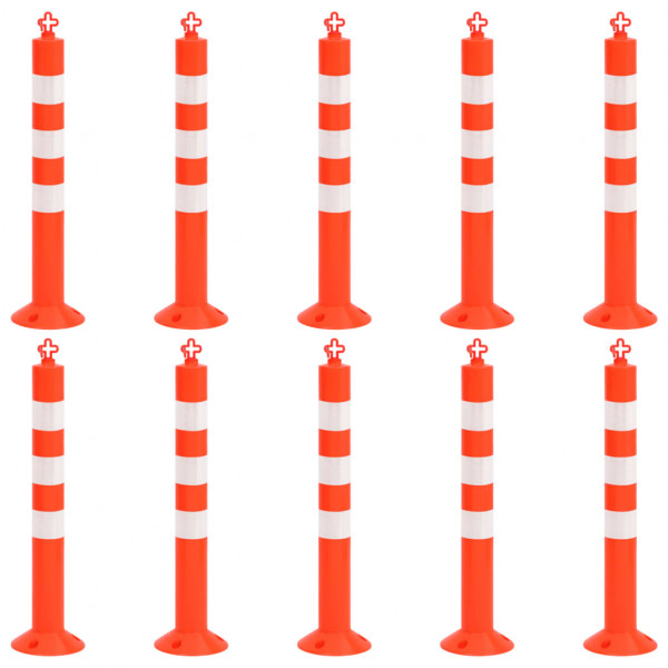 Postes amarração p/ controlo trânsito + corrente 10 pcs PE 75cm M 2
