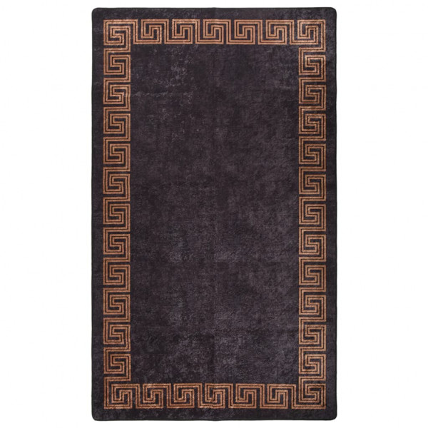 Alfombra lavable antideslizante negro y dorado 190x300 cm D