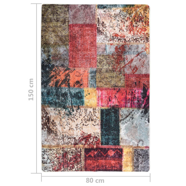 Tapete lavável antiderrapante 80x150 cm patchwork multicor M 5