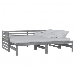 Estrutura sofá-cama de puxar 2x(90x200)cm pinho maciço cinzento H