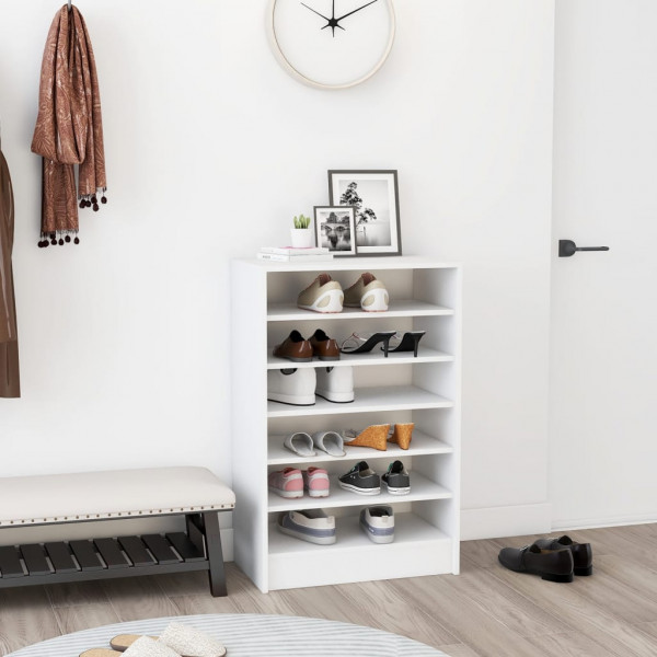Mueble zapatero de madera contrachapada blanco 60x35x92 cm M 3