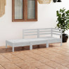 3 pcs conjunto lounge de jardim pinho maciço branco 1