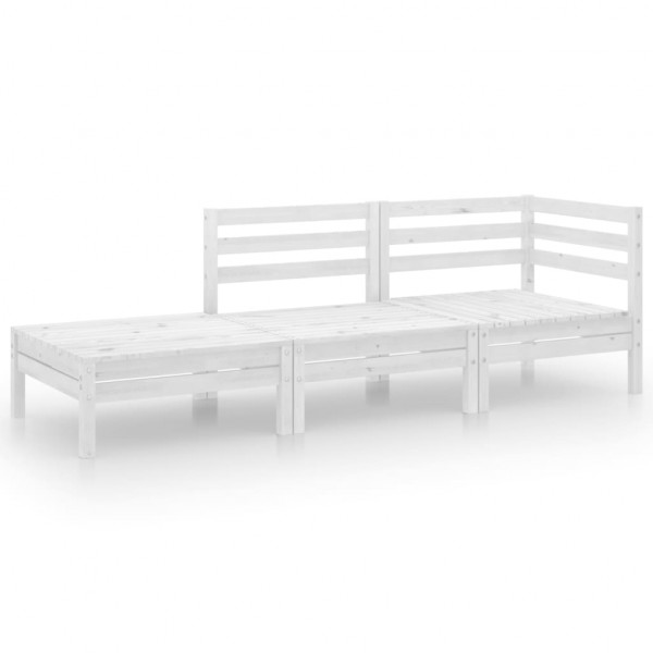 3 pcs conjunto lounge de jardim pinho maciço branco M 2