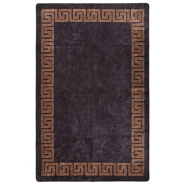 Alfombra lavable antideslizante negro y dorado 160x230 cm D