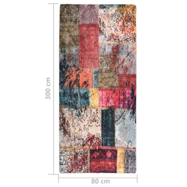 Tapete lavável antiderrapante 80x300 cm patchwork multicor M 5