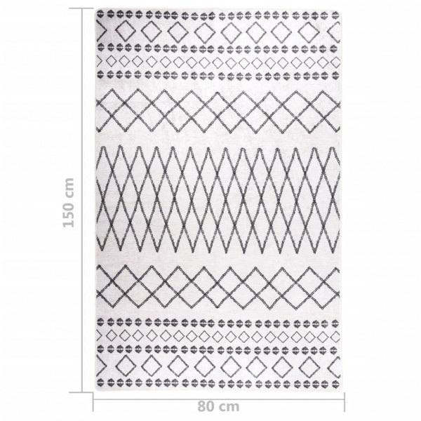 Alfombra lavable antideslizante negro y blanco 80x150 cm M 5