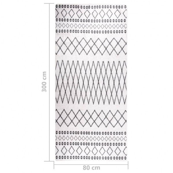 Alfombra lavable antideslizante negro y blanco 80x300 cm M 5
