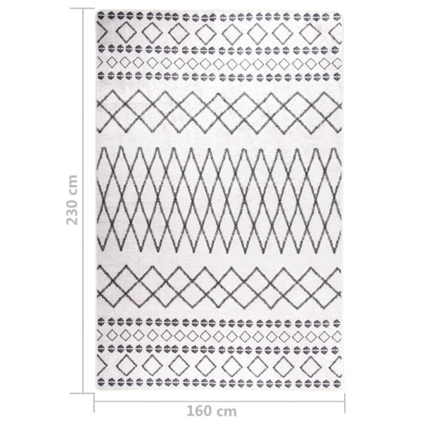 Alfombra lavable antideslizante negro y blanco 160x230 cm M 5