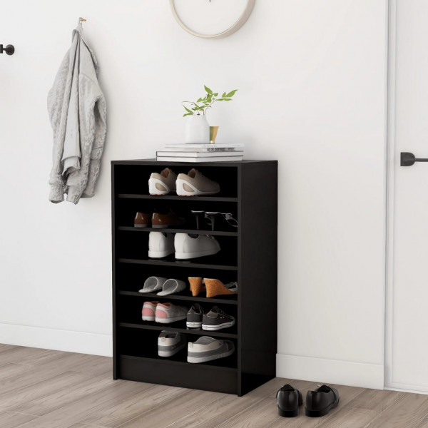 Mueble zapatero de madera contrachapada negro 60x35x92 cm D