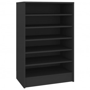Mueble zapatero de madera contrachapada negro 60x35x92 cm H