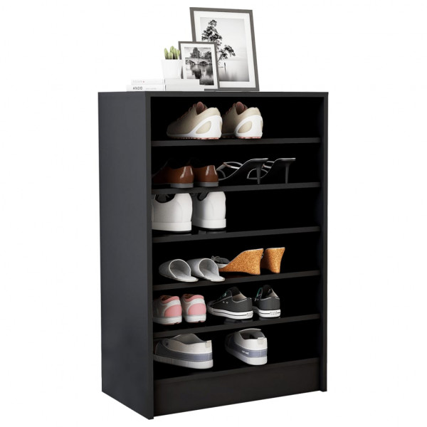 Mueble zapatero de madera contrachapada negro 60x35x92 cm M 4