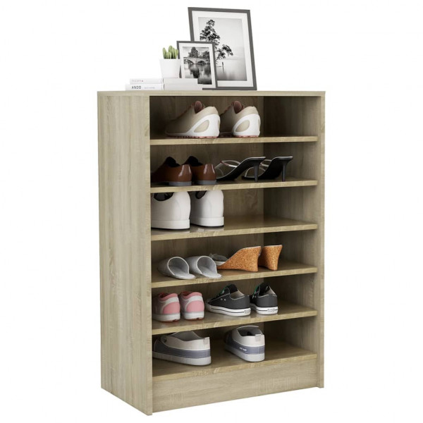 Mueble zapatero madera contrachapada roble Sonoma 60x35x92 cm M 4