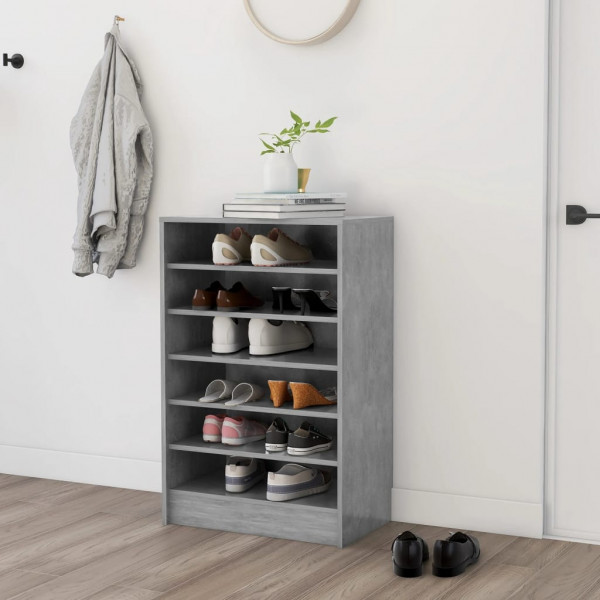 Mueble zapatero madera contrachapada gris hormigón 60x35x92 cm D