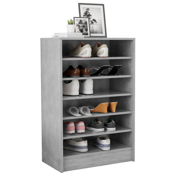 Mueble zapatero madera contrachapada gris hormigón 60x35x92 cm M 4