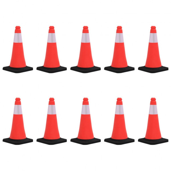 Conos de tráfico reflectantes con base pesada 10 uds 50 cm D