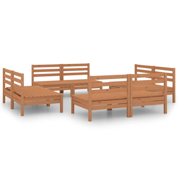 Juego de muebles jardín 8 pzas madera maciza pino marrón miel M 2