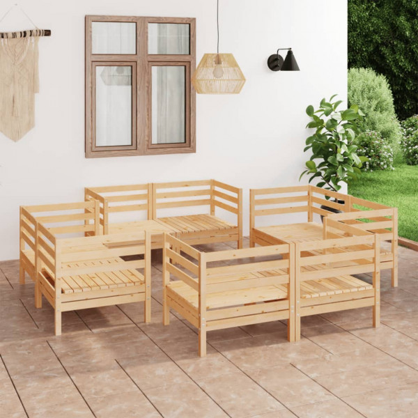 Juego de muebles de jardín 8 piezas madera maciza de pino D