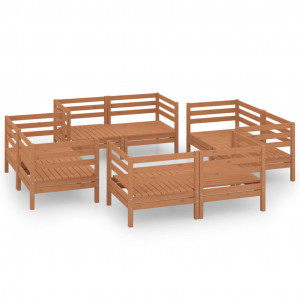 Juego muebles de jardín 8 pzas madera maciza pino marrón miel H