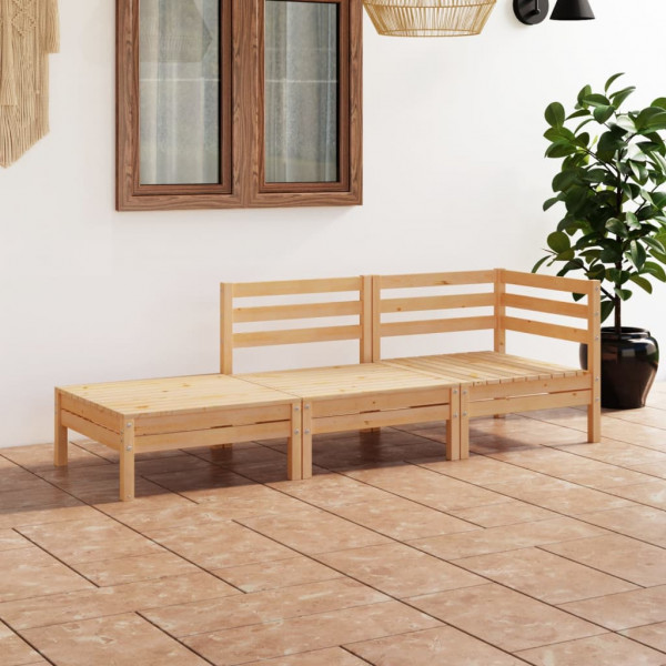 3 pcs conjunto lounge de jardim pinho maciço D