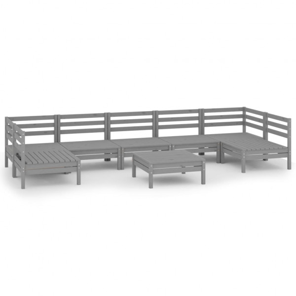 Juego de muebles de jardín 8 piezas madera maciza de pino M 2