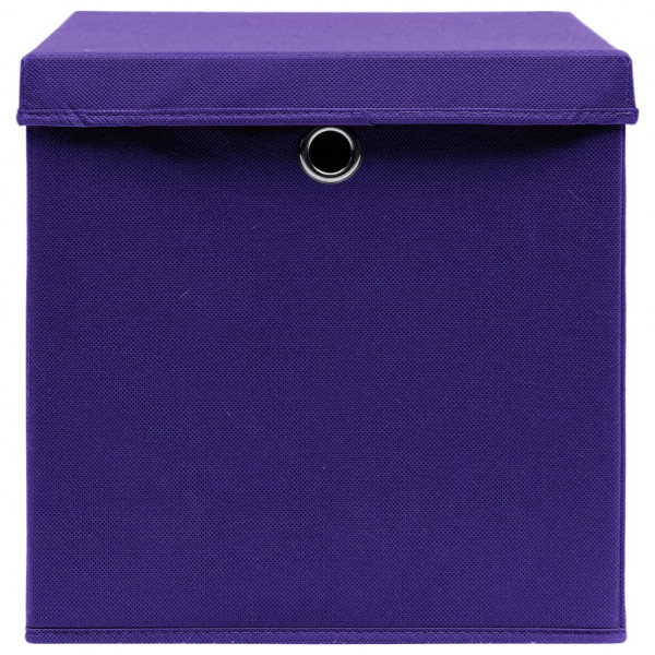 Caixas de arrumação com tampas 10 pcs 28x28x28 cm roxo M 3