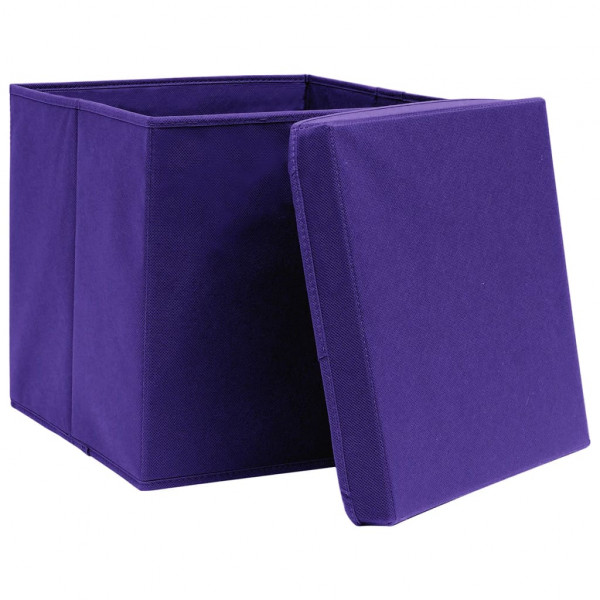 Cajas de almacenaje con tapas 10 uds morado 28x28x28 cm M 4