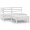 3 pcs conjunto lounge de jardim pinho maciço branco 1