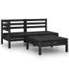 3 pcs conjunto lounge de jardim pinho maciço preto 1