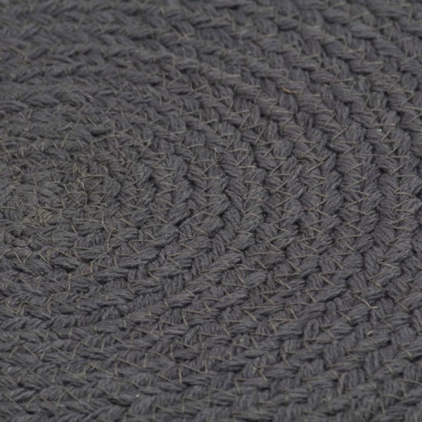 Individuais mesa 6 pcs algodão liso 38 cm redondo cinza-escuro M 3