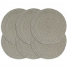 Mantel individual 6 unidades liso redondo algodón gris 38 cm 1