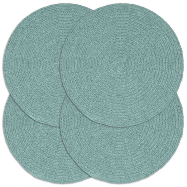 Mantel individual 4 unidades liso redondo algodón verde 38 cm D