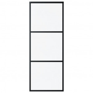 Porta deslizante com 3 painéis em vidro ESG e alumínio 76x205 cm preto H