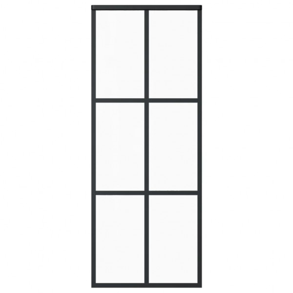 Puerta corredera ESG vidrio y aluminio negra 76x205 cm M 2