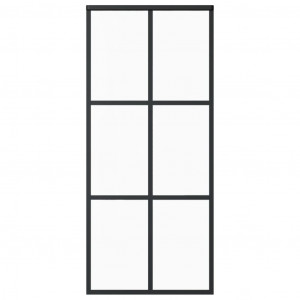 Puerta corredera ESG vidrio y aluminio negra 90x205 cm H