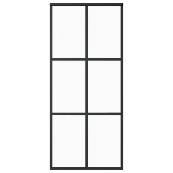 Puerta corredera ESG vidrio y aluminio negra 90x205 cm M 2